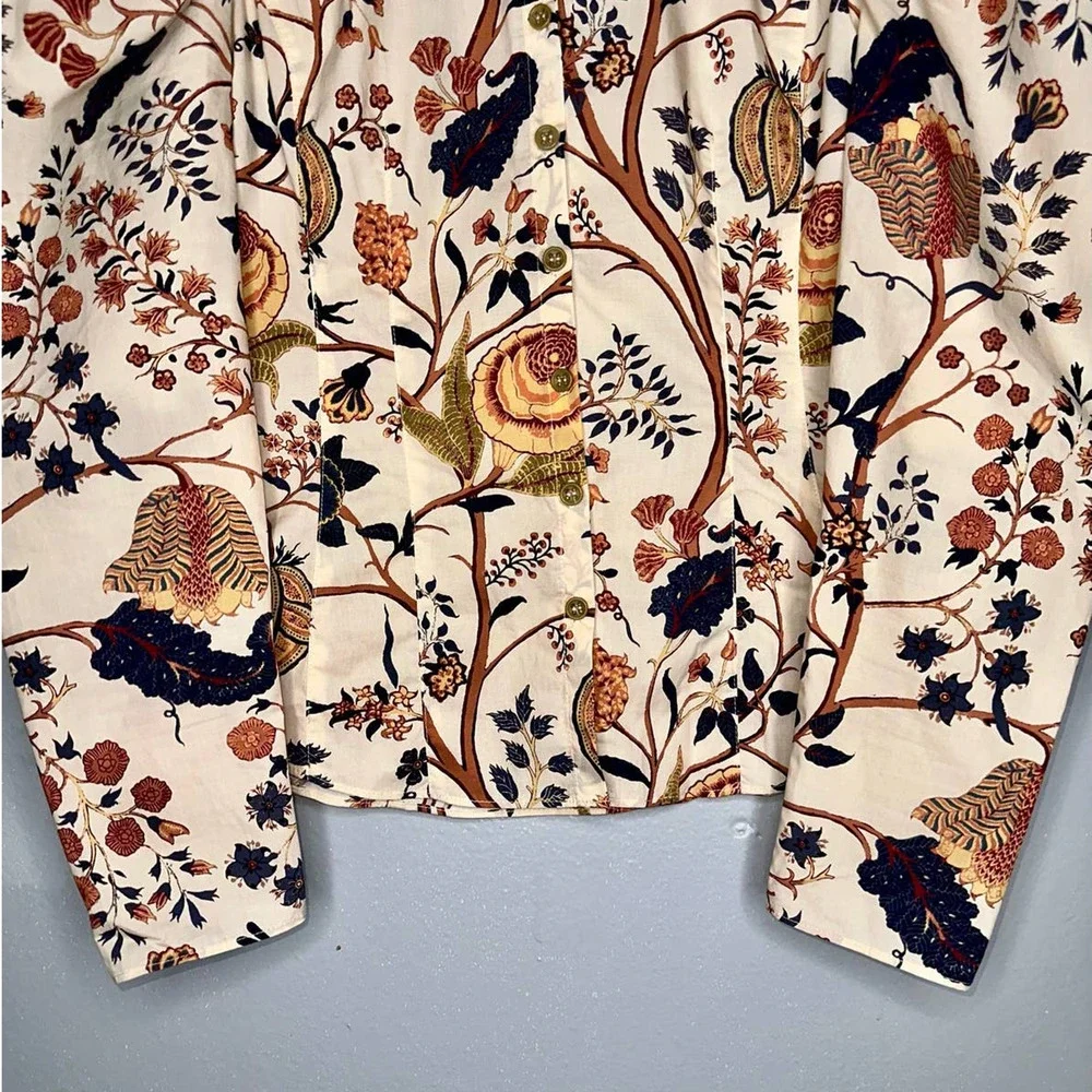 Ulla Johnson Harriet Long Sleeve Blouse in Daisy Women's Size 00 Cream Floral